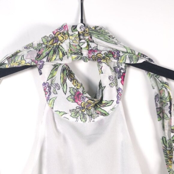 NWT cinq a sept SILK Blend Dover Halter Neck Midi Dress Smocked Waist Size 6 - Picture 13 of 16